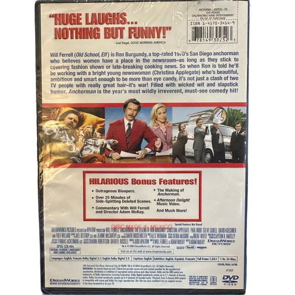 Anchorman the Legend of Ron Burgundy Full Screen Edition DVD Movie New Sealed - Picture 2 of 2
